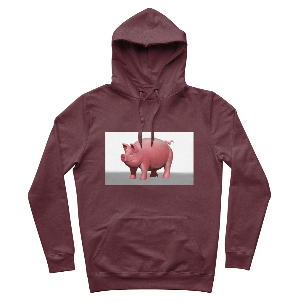 CG Pig Premium Adult Hoodie in various colors with adjustable hood and front kangaroo pocket.