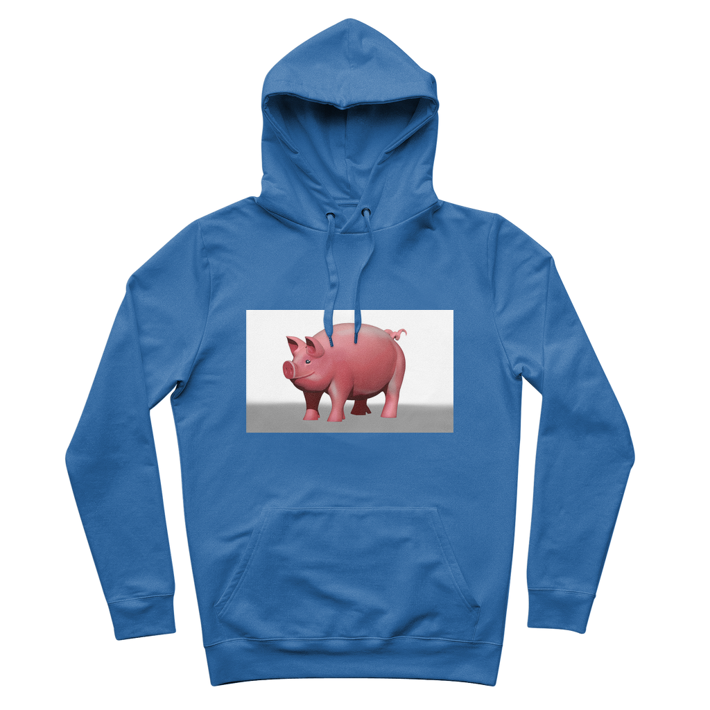 CG Pig Premium Adult Hoodie in various colors with adjustable hood and front kangaroo pocket.