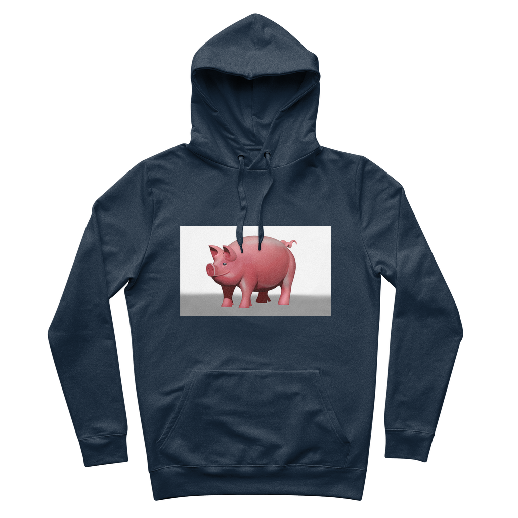 CG Pig Premium Adult Hoodie in various colors with adjustable hood and front kangaroo pocket.