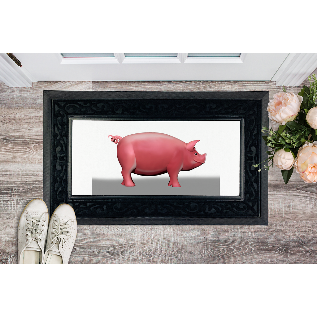 CG Pig Sublimation Heavy Duty Door Mat with a stylish fabric brush border and removable printable center, designed for durability and safety.