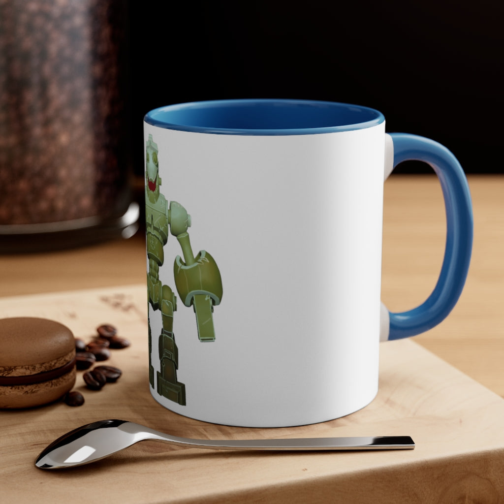 CG Robot Accent Coffee Mug with colorful interior and C-handle, showcasing a vibrant two-tone design.