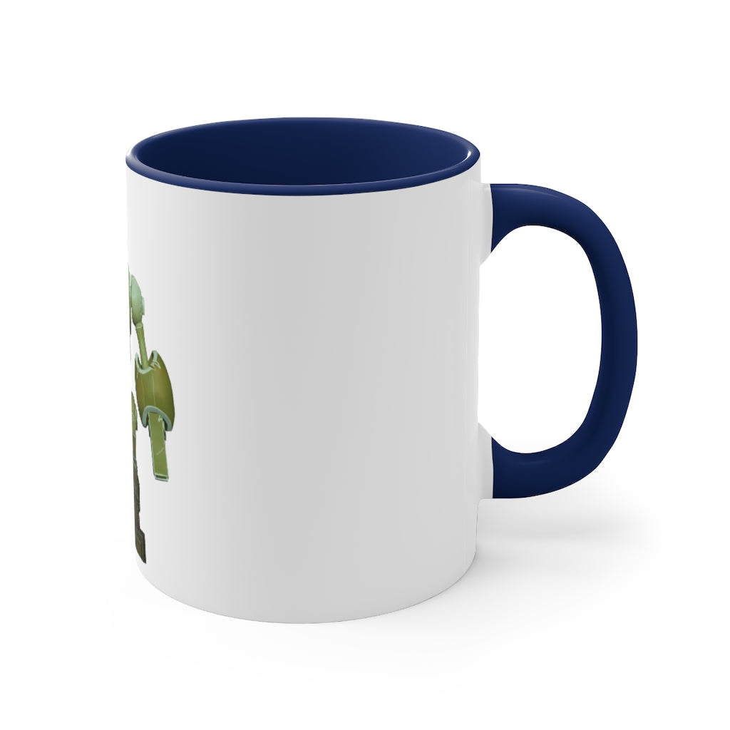 CG Robot Accent Coffee Mug with colorful interior and C-handle, showcasing a vibrant two-tone design.