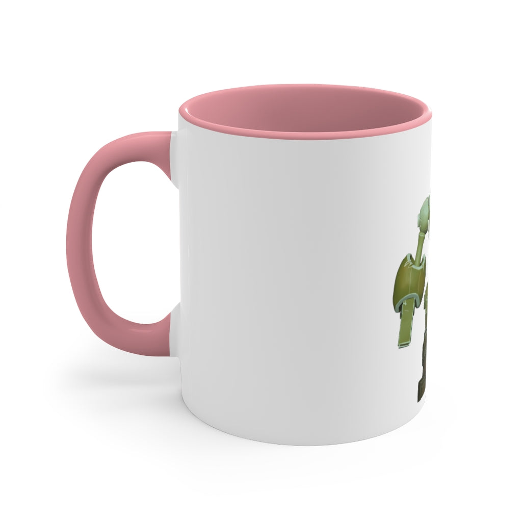 CG Robot Accent Coffee Mug with colorful interior and C-handle, showcasing a vibrant two-tone design.