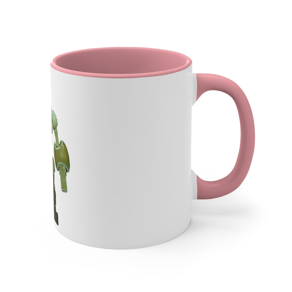 CG Robot Accent Coffee Mug with colorful interior and C-handle, showcasing a vibrant two-tone design.