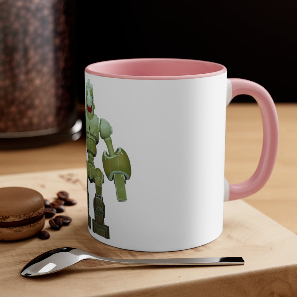 CG Robot Accent Coffee Mug with colorful interior and C-handle, showcasing a vibrant two-tone design.