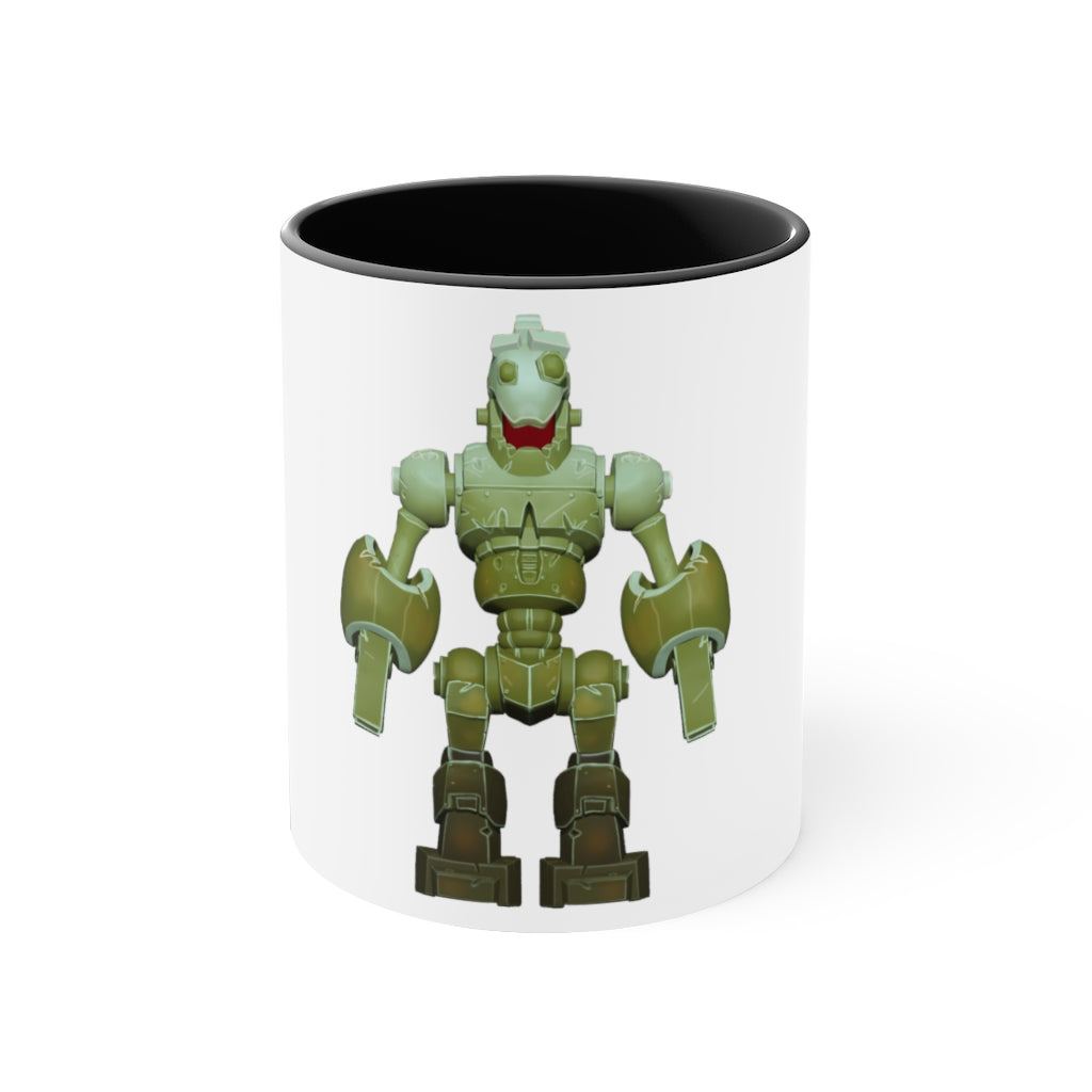 CG Robot Accent Coffee Mug with colorful interior and C-handle, showcasing a vibrant two-tone design.