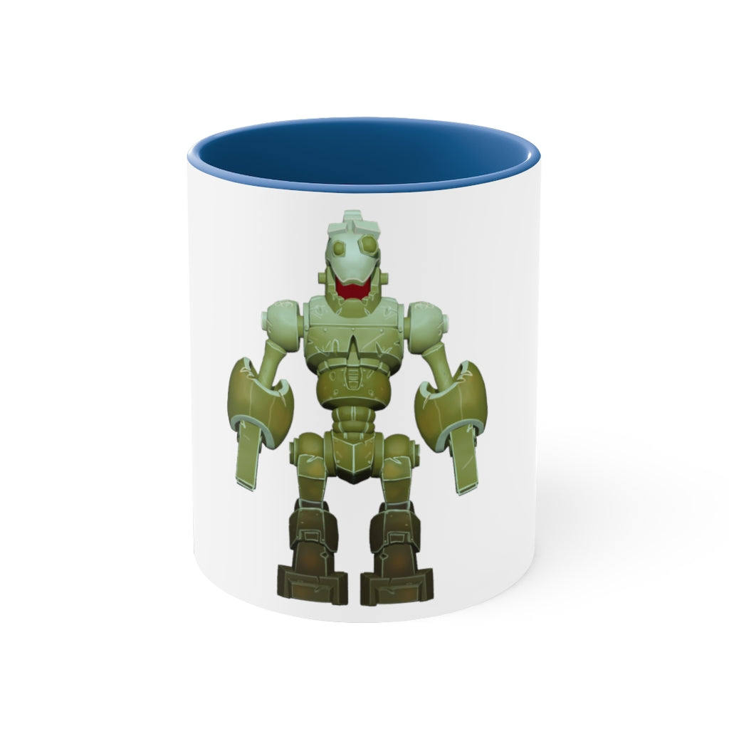 CG Robot Accent Coffee Mug with colorful interior and C-handle, showcasing a vibrant two-tone design.