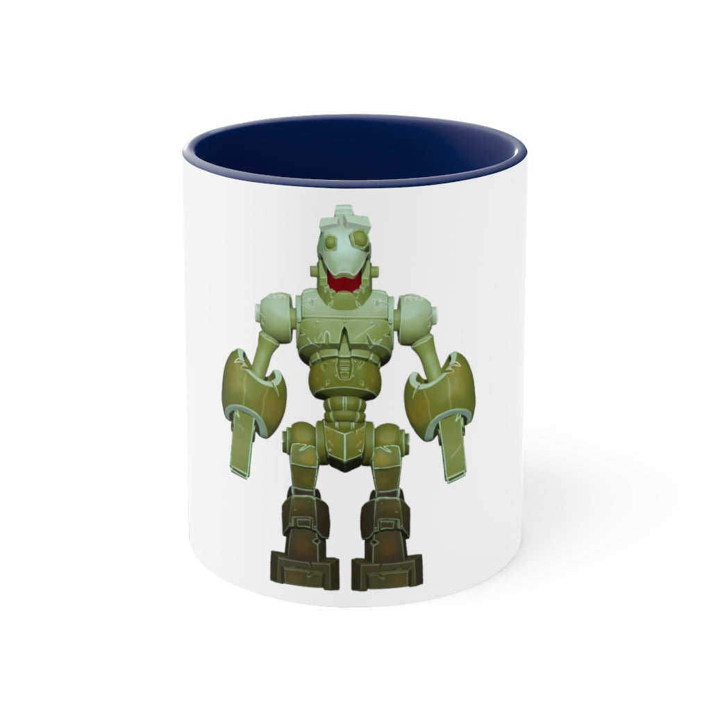 CG Robot Accent Coffee Mug with colorful interior and C-handle, showcasing a vibrant two-tone design.