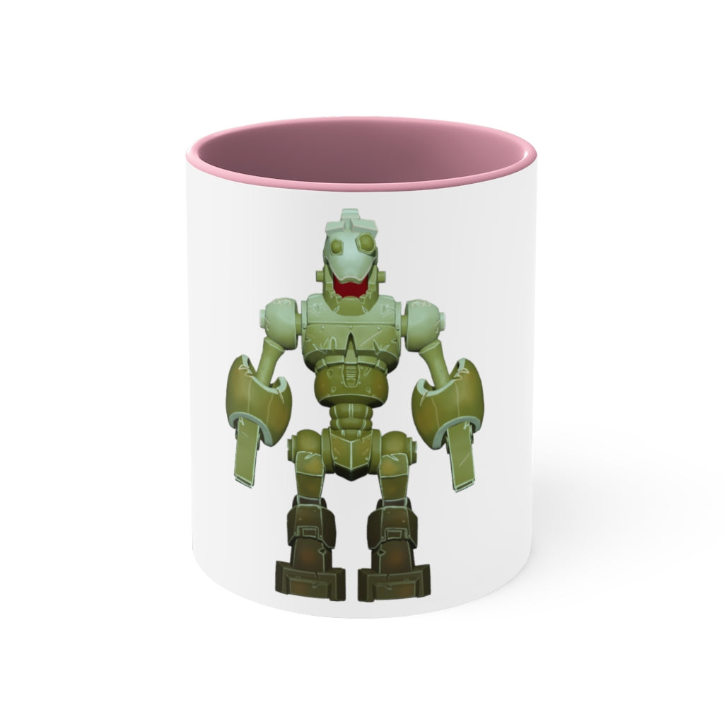 CG Robot Accent Coffee Mug with colorful interior and C-handle, showcasing a vibrant two-tone design.