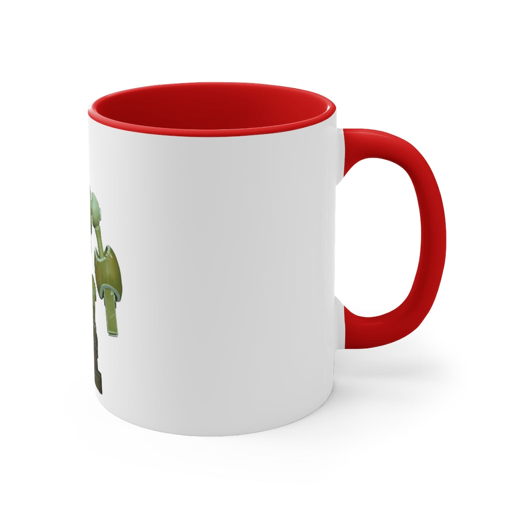 CG Robot Accent Coffee Mug with colorful interior and C-handle, showcasing a vibrant two-tone design.