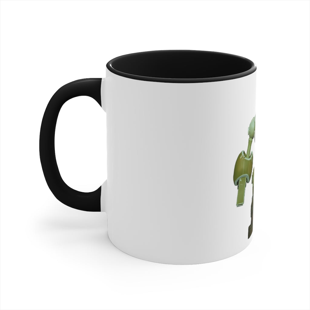 CG Robot Accent Coffee Mug with colorful interior and C-handle, showcasing a vibrant two-tone design.