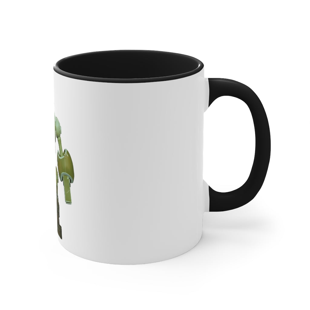 CG Robot Accent Coffee Mug with colorful interior and C-handle, showcasing a vibrant two-tone design.