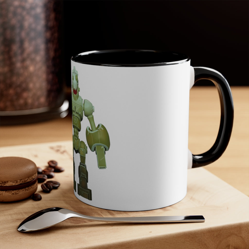 CG Robot Accent Coffee Mug with colorful interior and C-handle, showcasing a vibrant two-tone design.