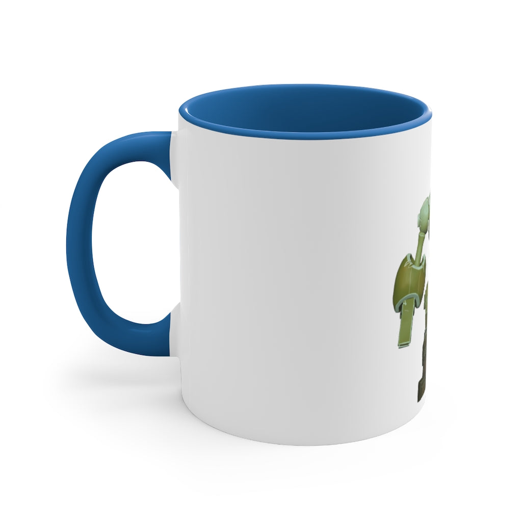 CG Robot Accent Coffee Mug with colorful interior and C-handle, showcasing a vibrant two-tone design.