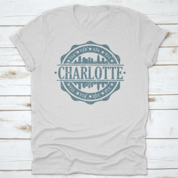 Charlotte skyline silhouette vector design art featuring iconic city landmarks in a stylish and modern layout.