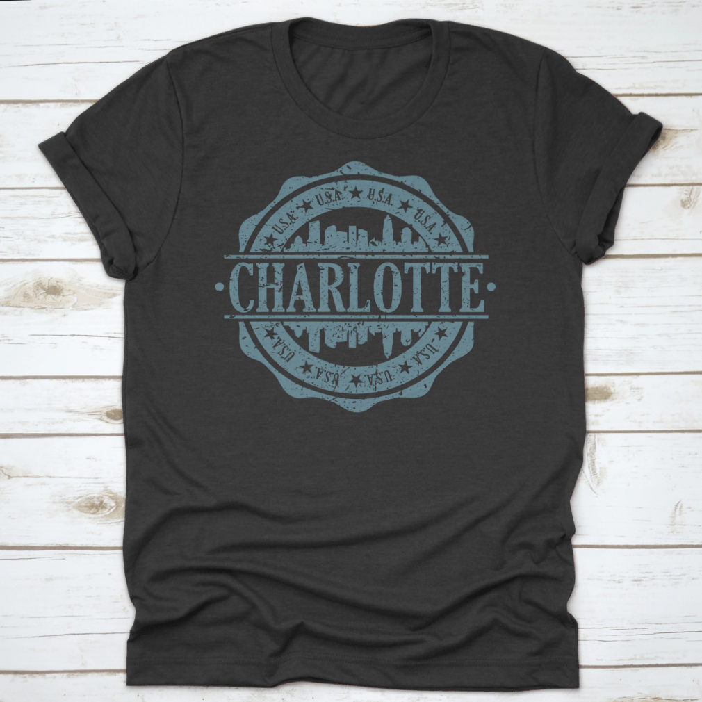 Charlotte skyline silhouette vector design art featuring iconic city landmarks in a stylish and modern layout.