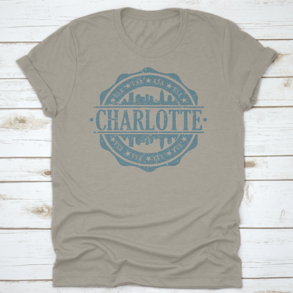 Charlotte skyline silhouette vector design art featuring iconic city landmarks in a stylish and modern layout.