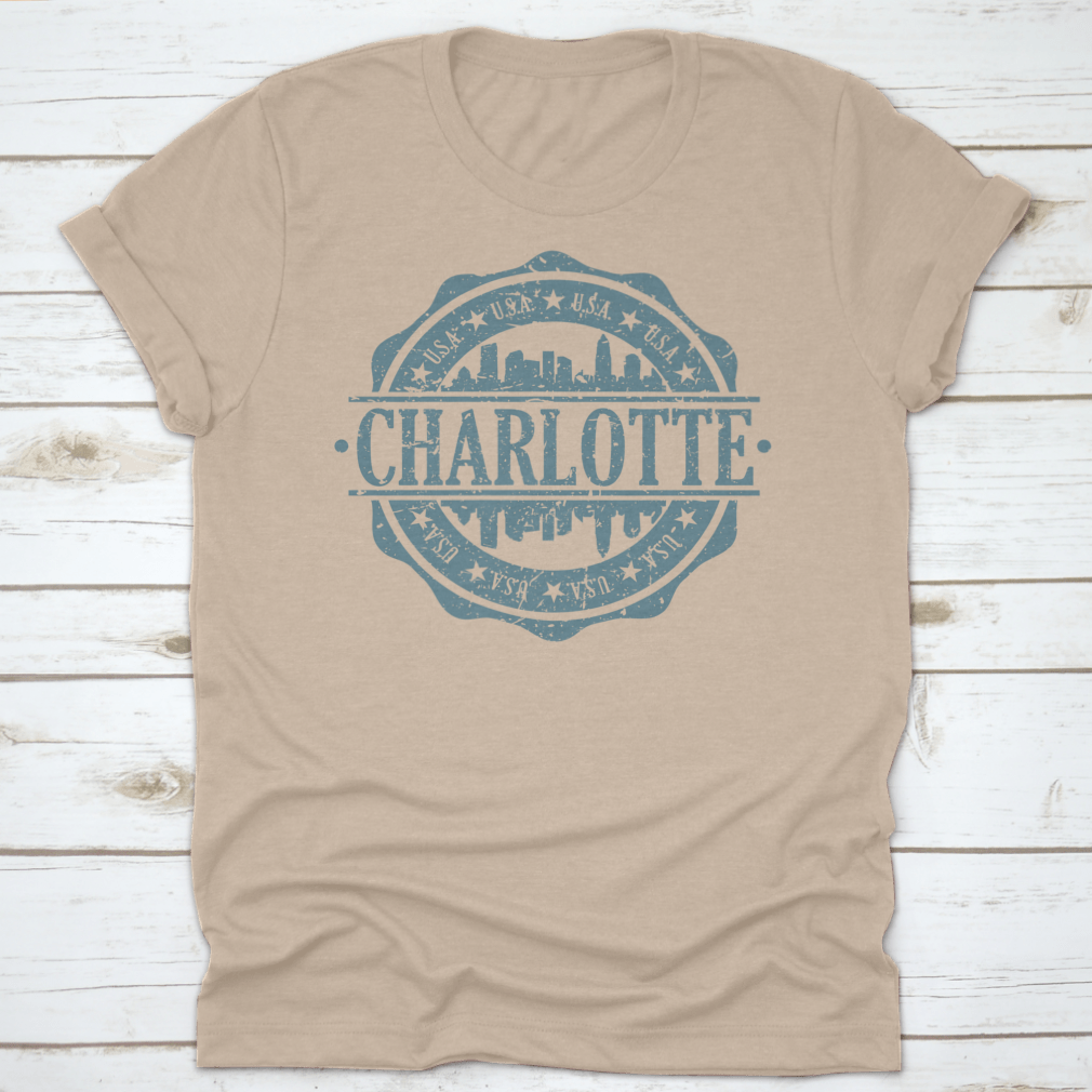 Charlotte skyline silhouette vector design art featuring iconic city landmarks in a stylish and modern layout.