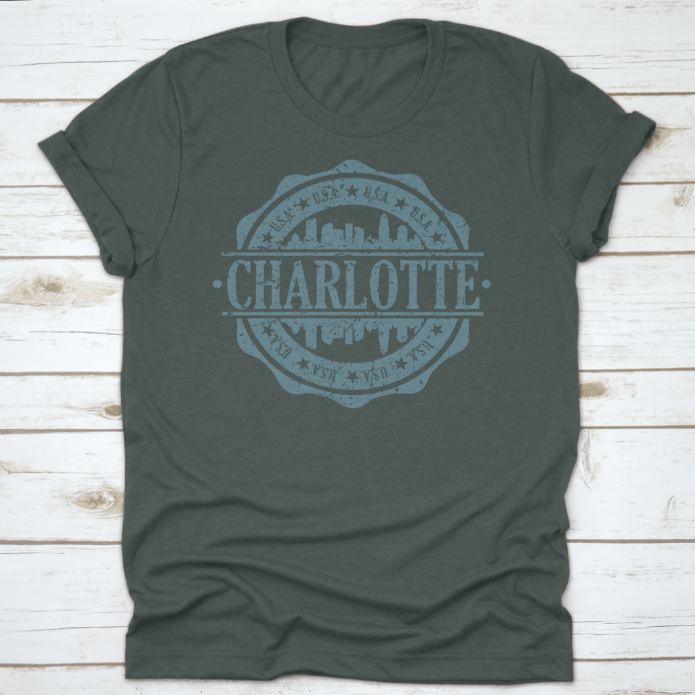 Charlotte skyline silhouette vector design art featuring iconic city landmarks in a stylish and modern layout.