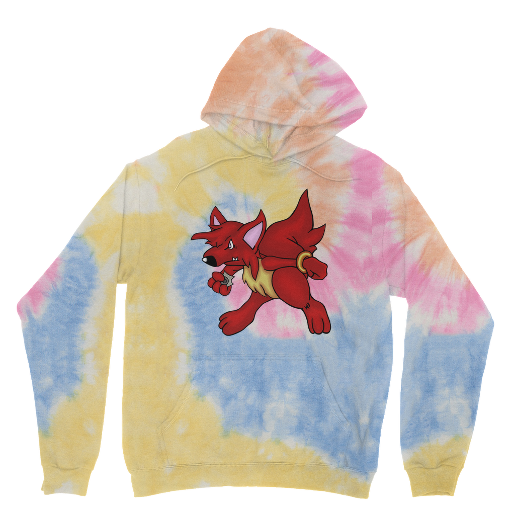 CharVees Tie Dye Hoodie showcasing unique patterns and vibrant colors, featuring a double fabric hood and kangaroo pouch pocket.