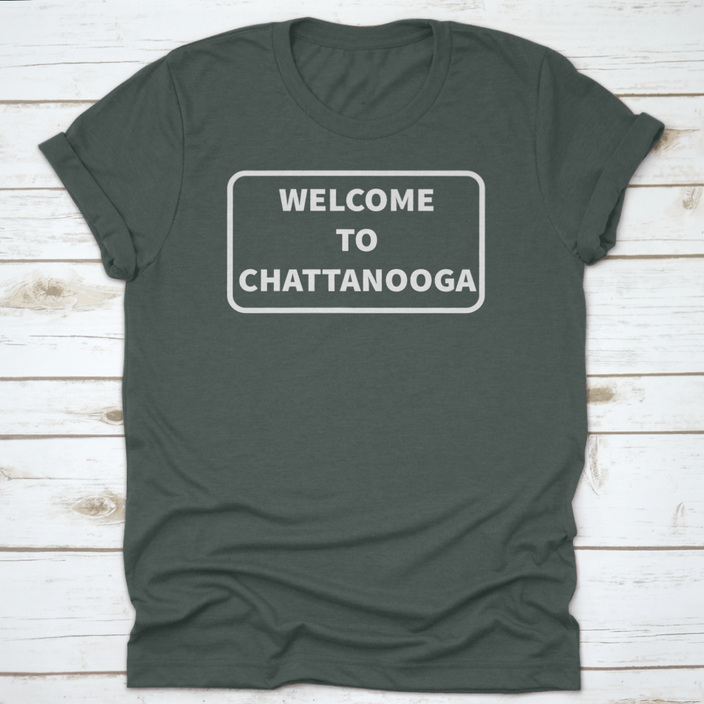 Chattanooga Road Sign Background Green Road Square Sign Vector Print on a soft cotton fabric, showcasing a vibrant green design.