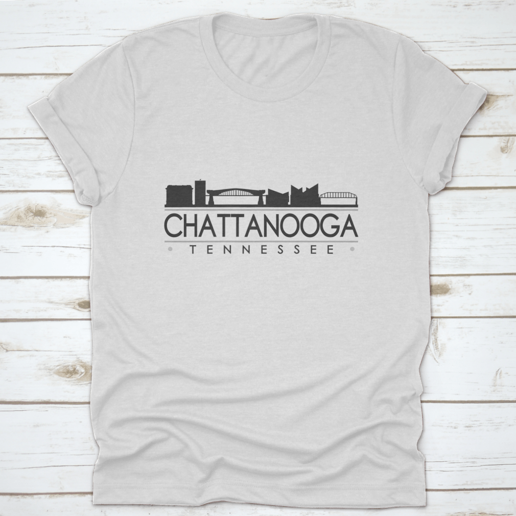 Chattanooga Tennessee skyline silhouette design on a stylish garment, showcasing iconic city landmarks.