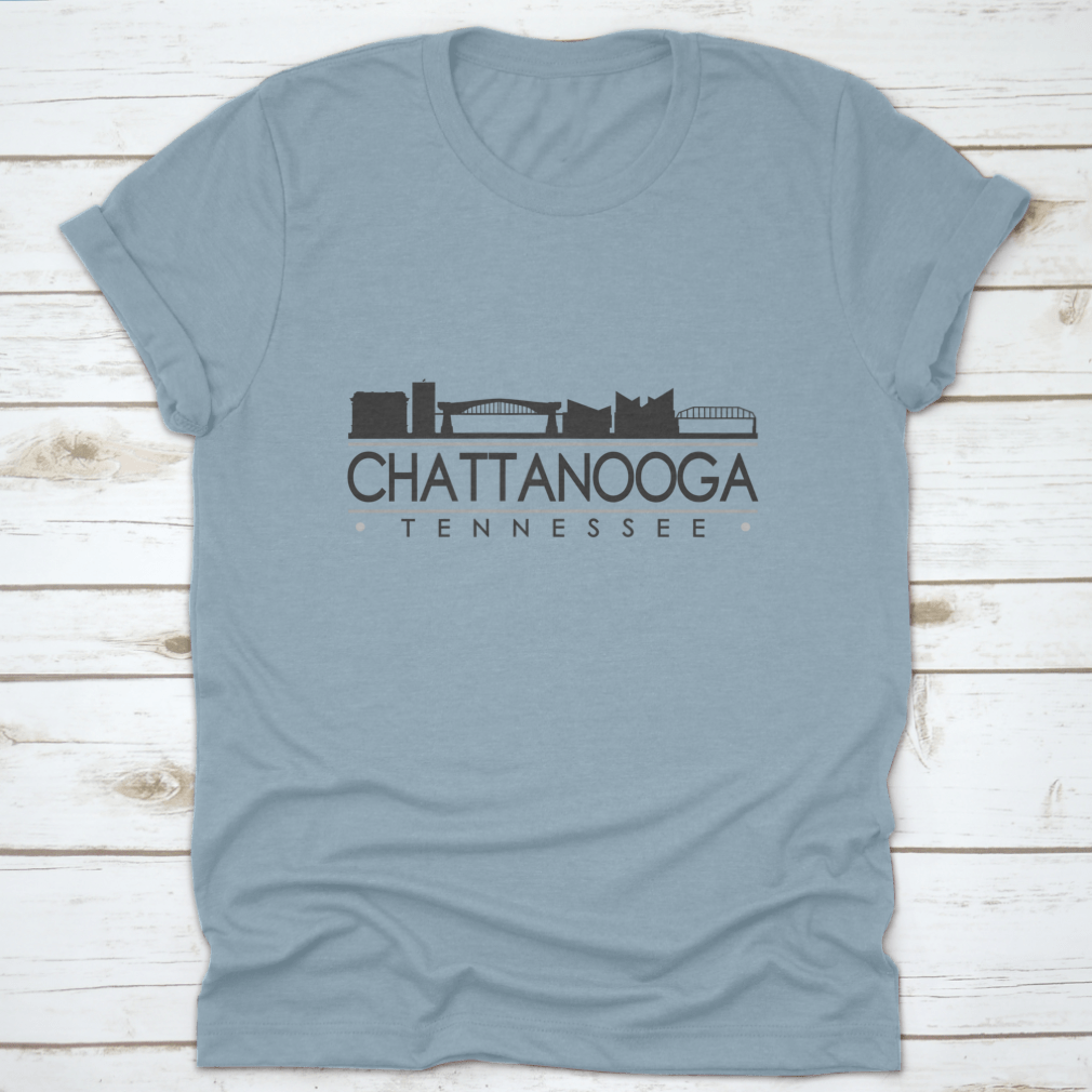 Chattanooga Tennessee skyline silhouette design on a stylish garment, showcasing iconic city landmarks.