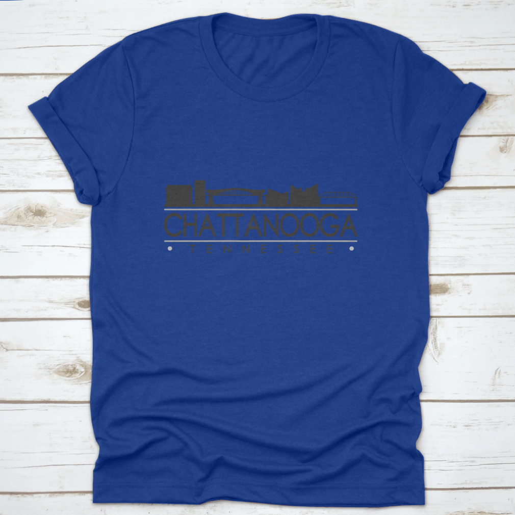 Chattanooga Tennessee skyline silhouette design on a stylish garment, showcasing iconic city landmarks.