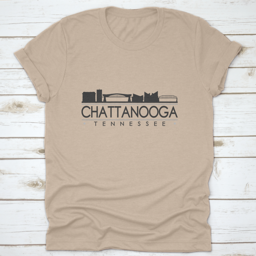 Chattanooga Tennessee skyline silhouette design on a stylish garment, showcasing iconic city landmarks.