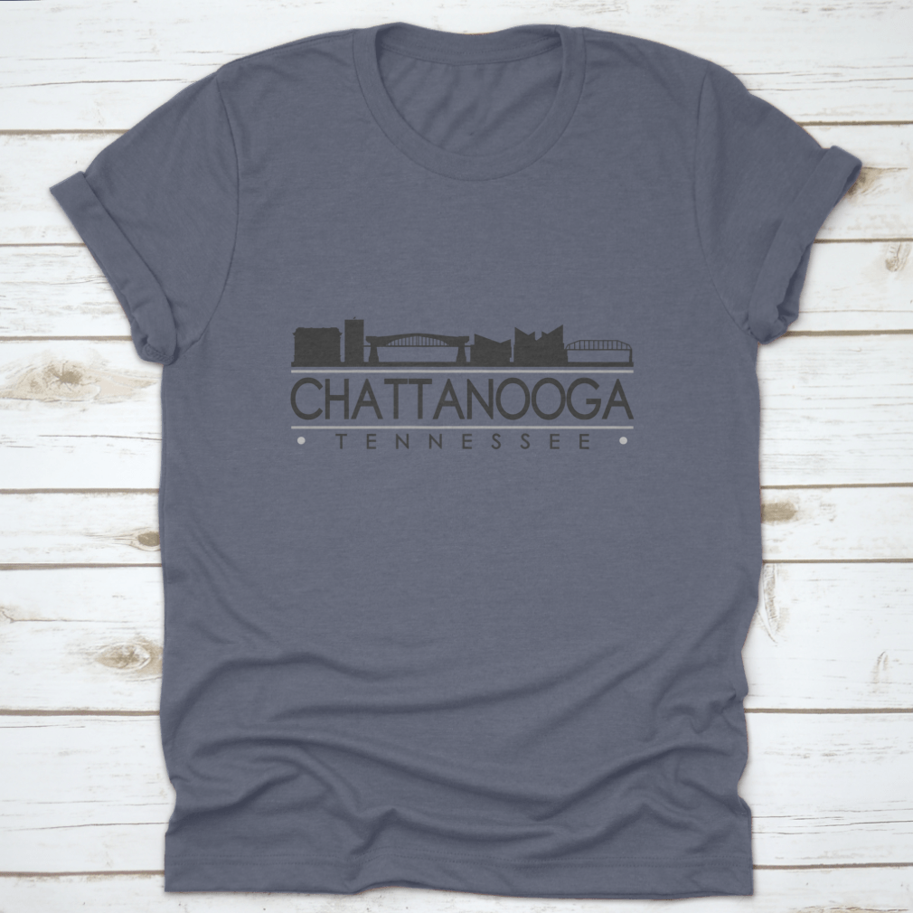 Chattanooga Tennessee skyline silhouette design on a stylish garment, showcasing iconic city landmarks.