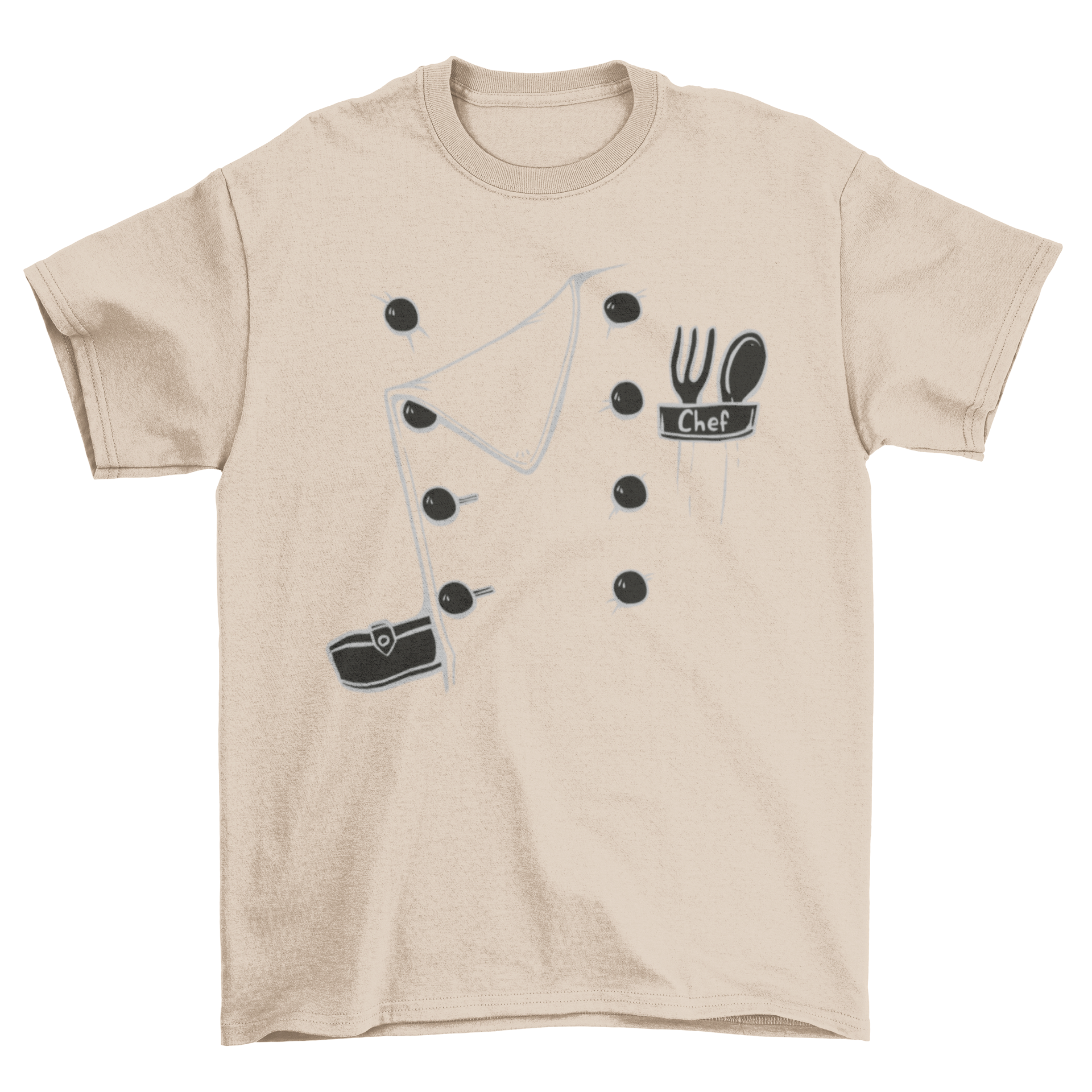 Chef Costume T-shirt featuring a stylish chef uniform design with white lines on a comfortable fabric.