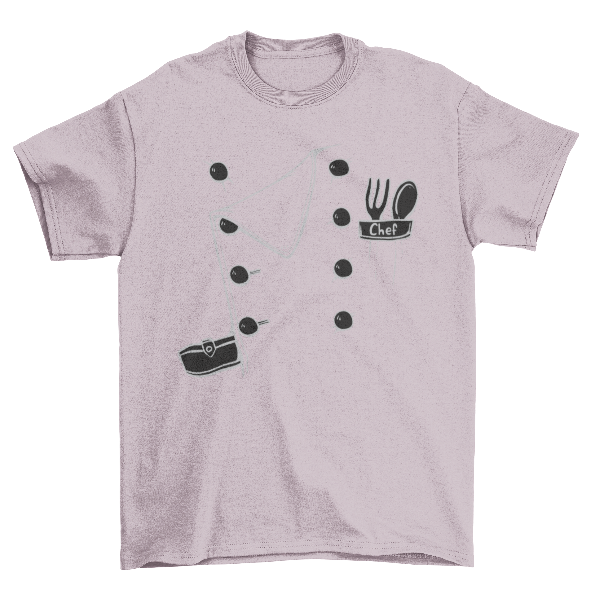 Chef Costume T-shirt featuring a stylish chef uniform design with white lines on a comfortable fabric.