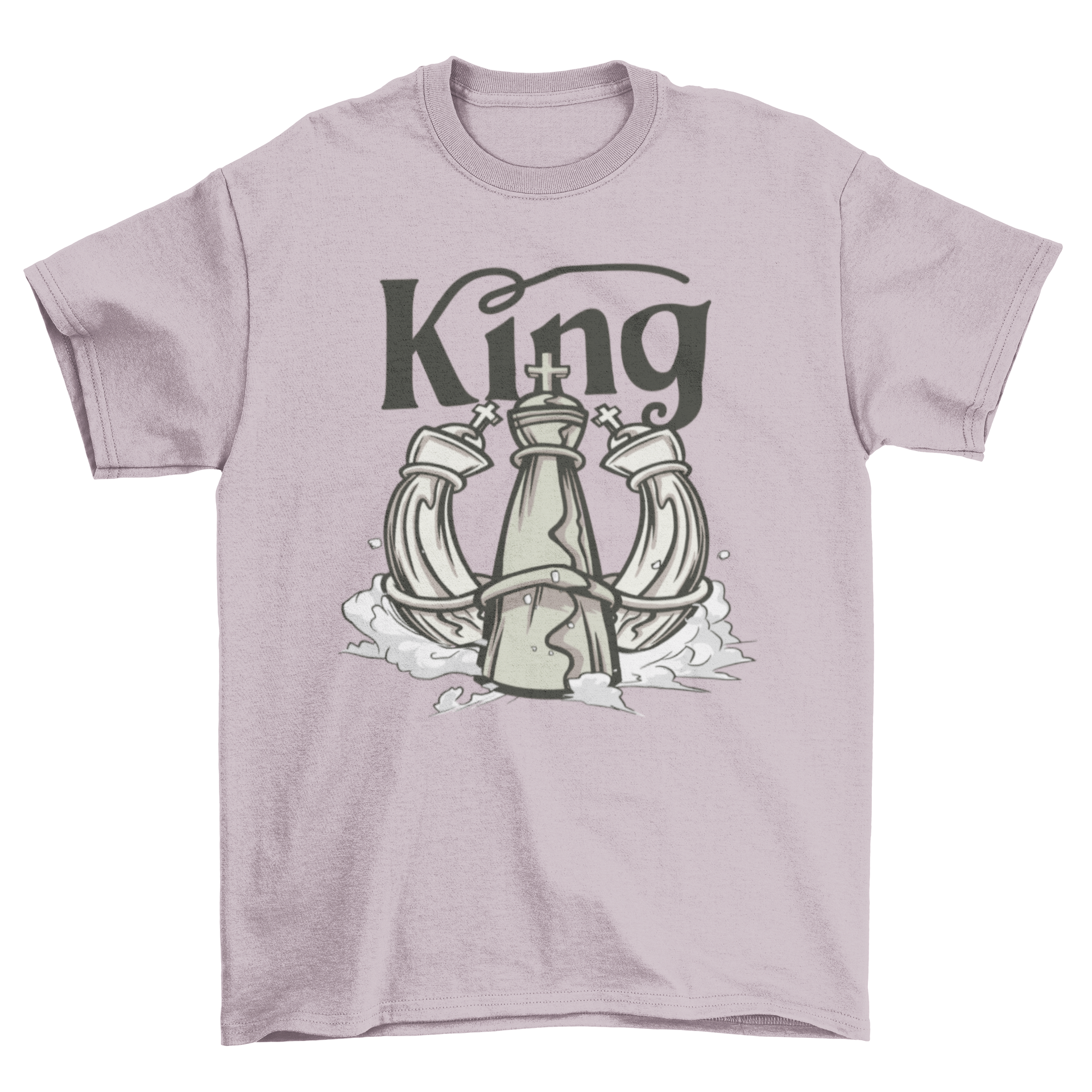 A stylish Chess King T-shirt featuring a prominent king chess piece design, perfect for chess enthusiasts.