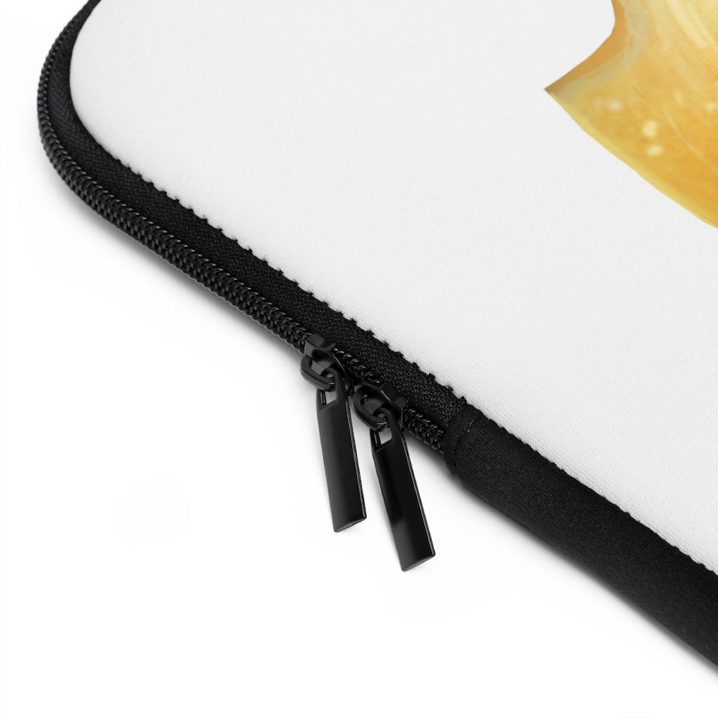 Stylish Cheese Laptop Sleeve featuring customizable front and solid black back, designed for protection and portability.