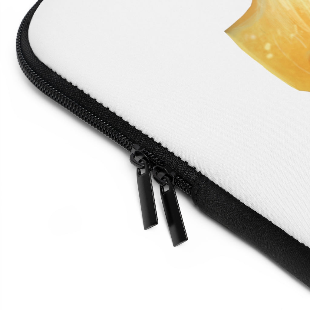 Stylish Cheese Laptop Sleeve featuring customizable front and solid black back, designed for protection and portability.