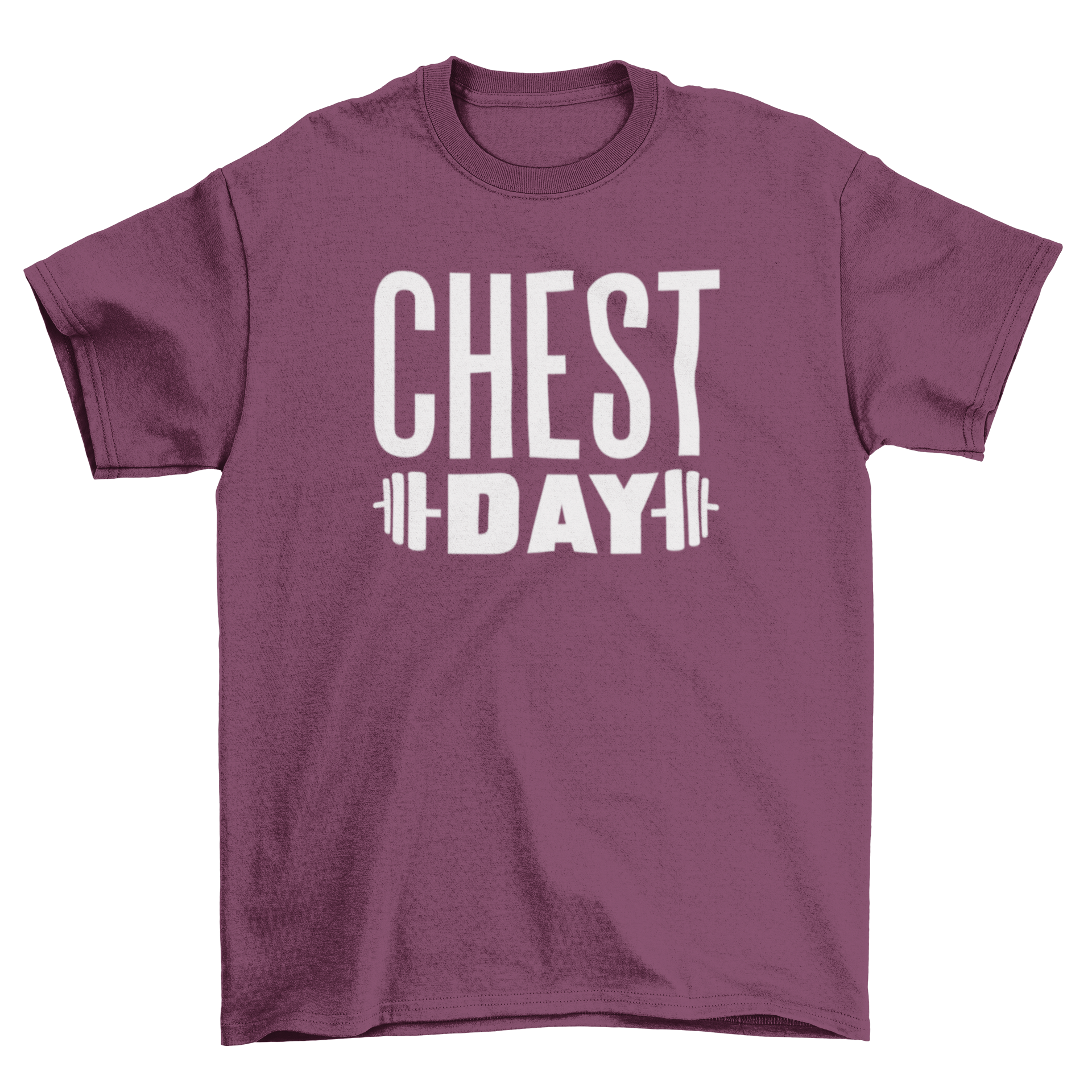 Chest Day weightlifting quote t-shirt featuring bold design with weights, perfect for gym enthusiasts.