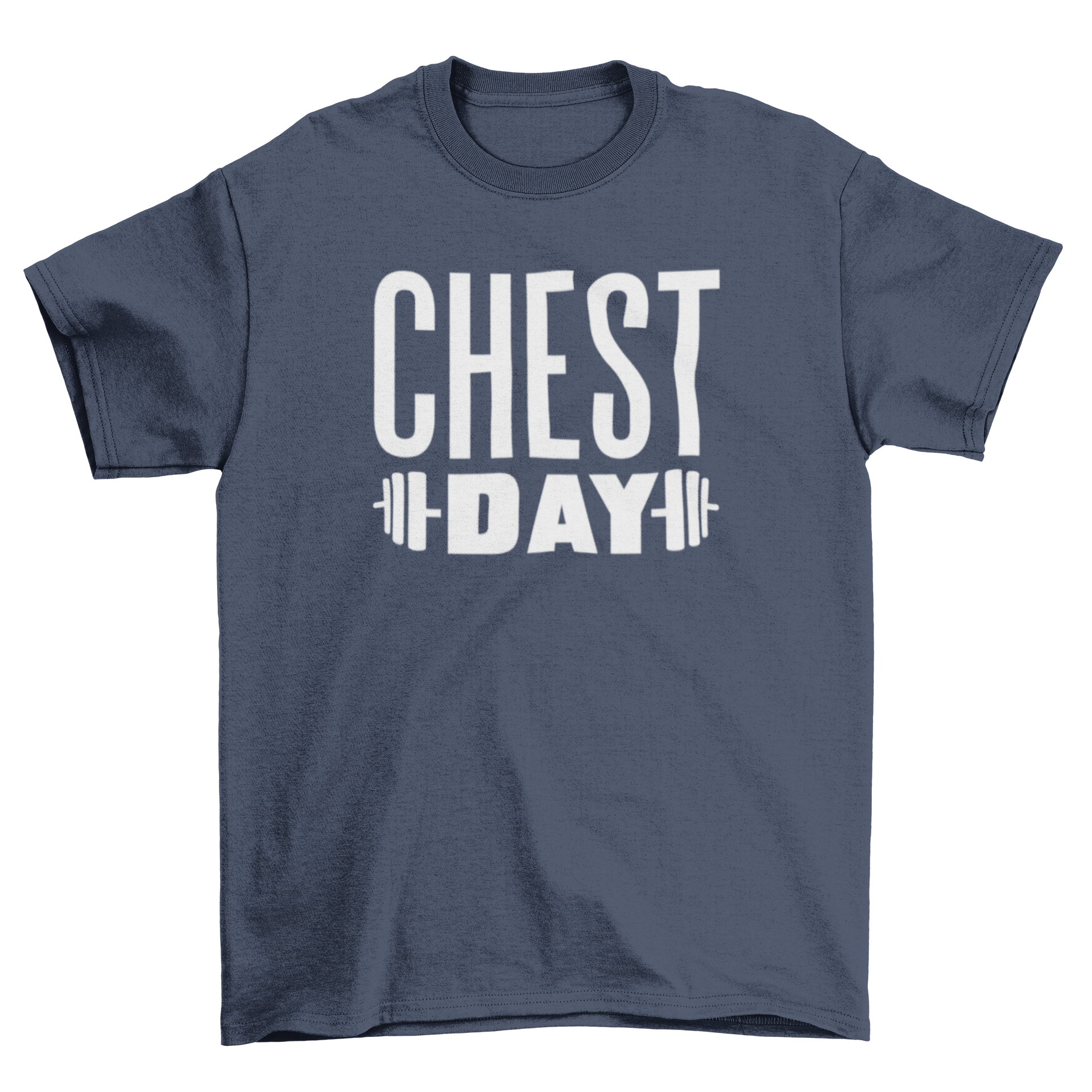 Chest Day weightlifting quote t-shirt featuring bold design with weights, perfect for gym enthusiasts.