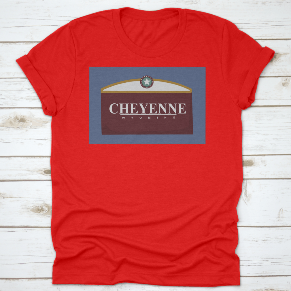 Cheyenne Wyoming Travel Tee featuring a classic fit, made of 100% cotton, ideal for travel and casual wear.