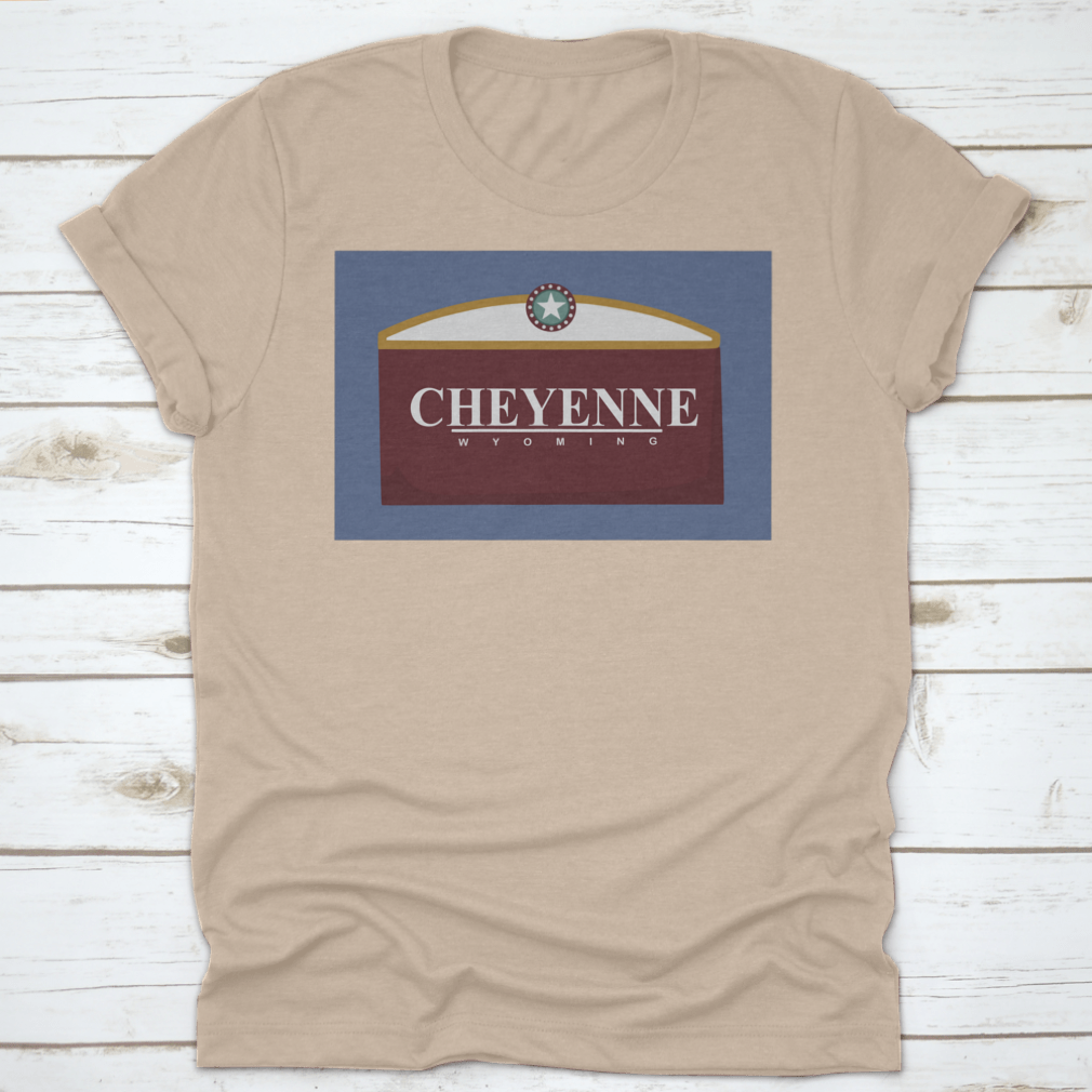 Cheyenne Wyoming Travel Tee featuring a classic fit, made of 100% cotton, ideal for travel and casual wear.