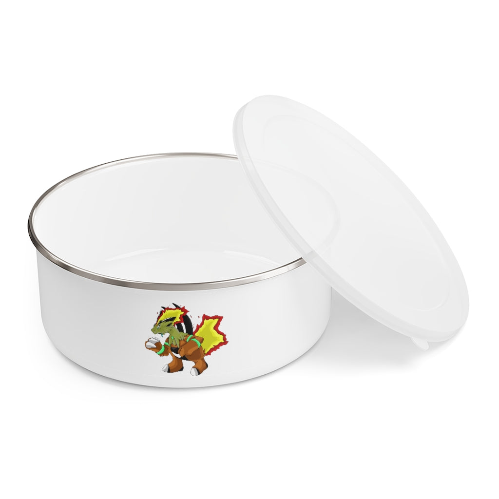 Chibakzu Enamel Bowl featuring a stylish design, stainless steel body, and translucent plastic lid, available in three sizes.