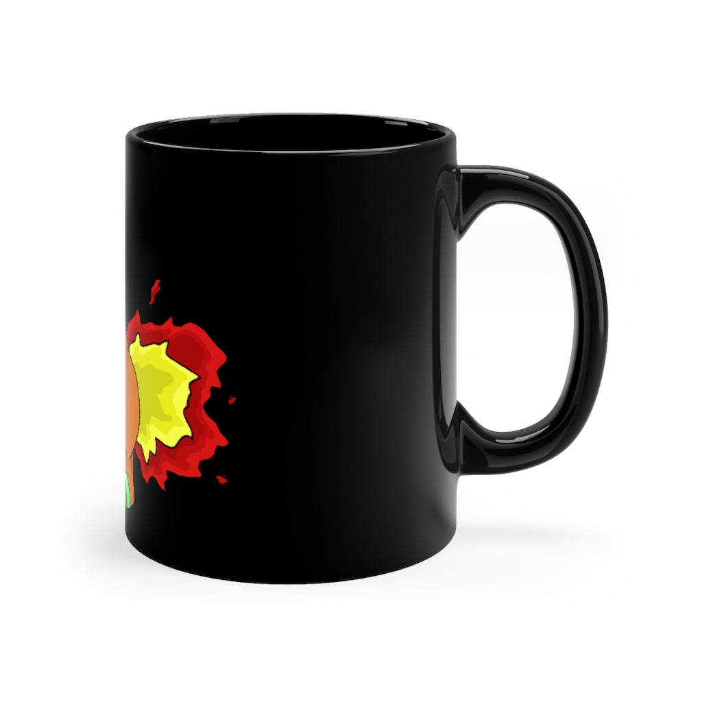 Chibiki Black mug 11oz with full-wrap design and C-handle, showcasing its sleek black ceramic finish.