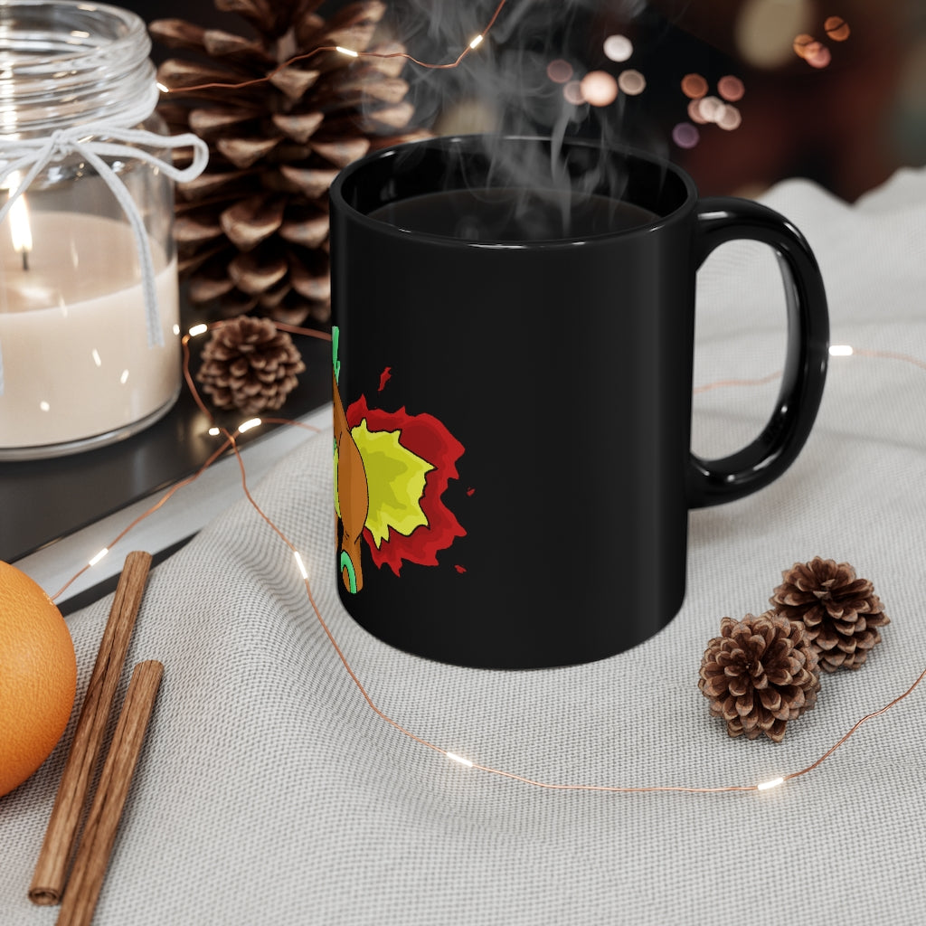 Chibiki Black mug 11oz with full-wrap design and C-handle, showcasing its sleek black ceramic finish.