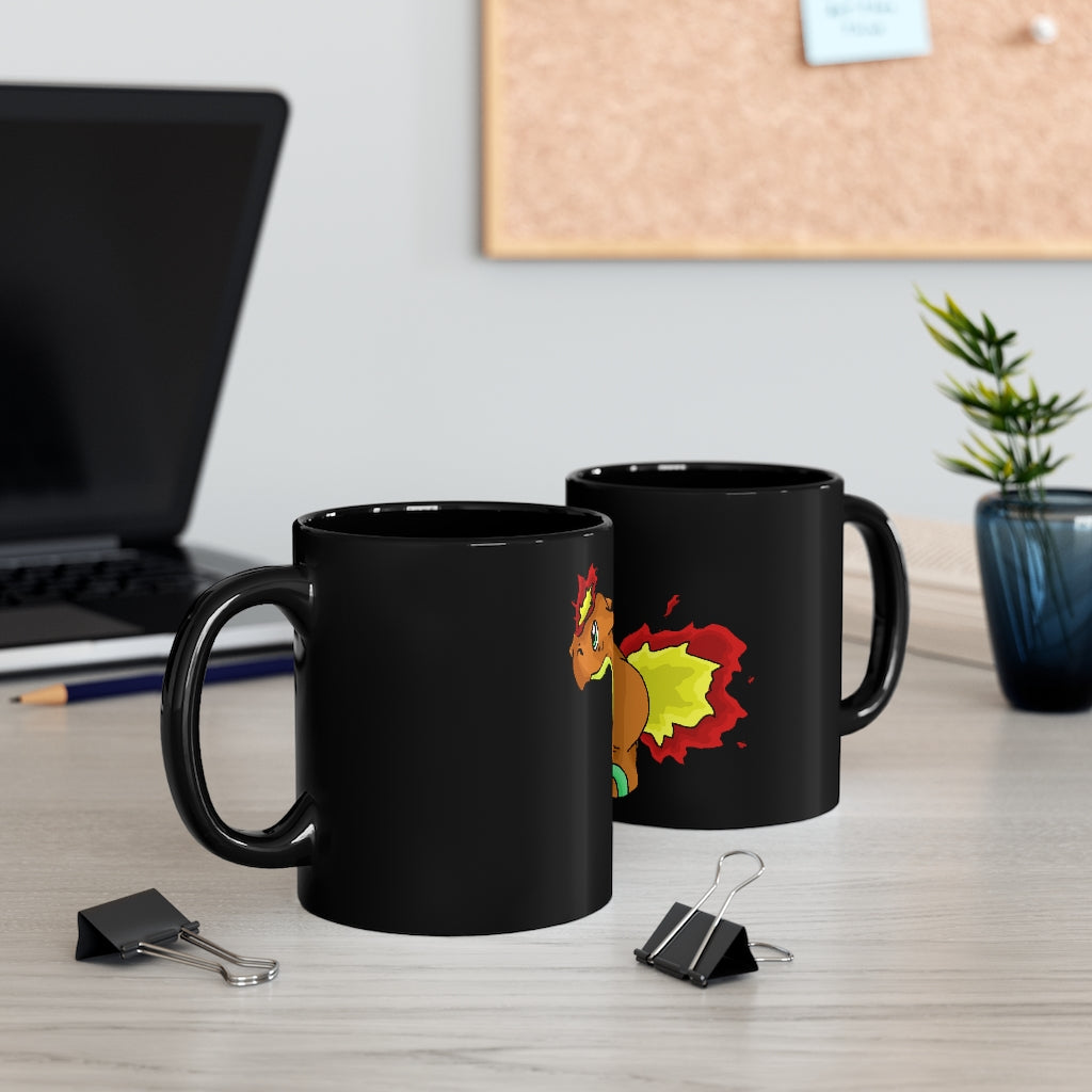 Chibiki Black mug 11oz with full-wrap design and C-handle, showcasing its sleek black ceramic finish.