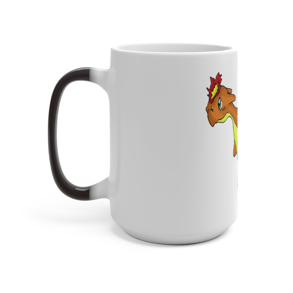 Chibiki Color Changing Mug showcasing vibrant colors when filled with hot liquid, featuring a rounded design and C-handle.