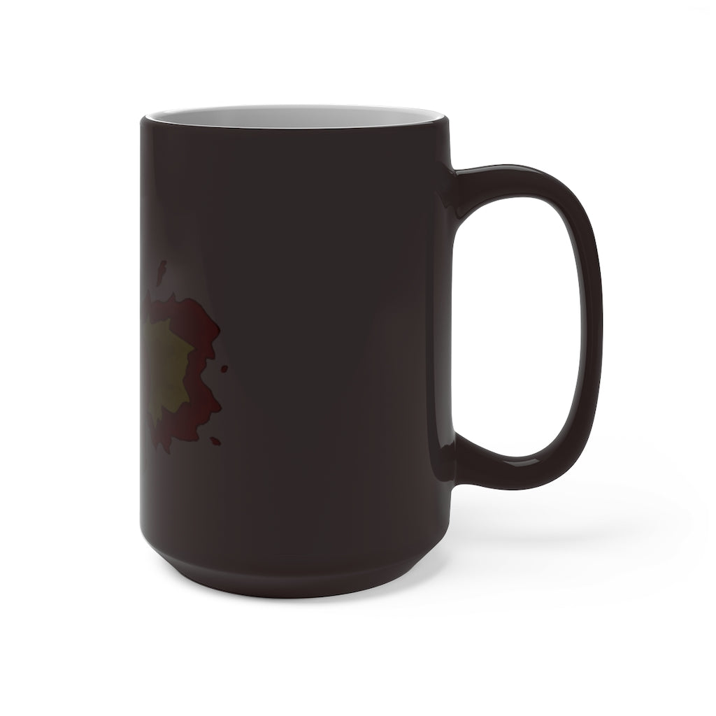 Chibiki Color Changing Mug showcasing vibrant colors when filled with hot liquid, featuring a rounded design and C-handle.