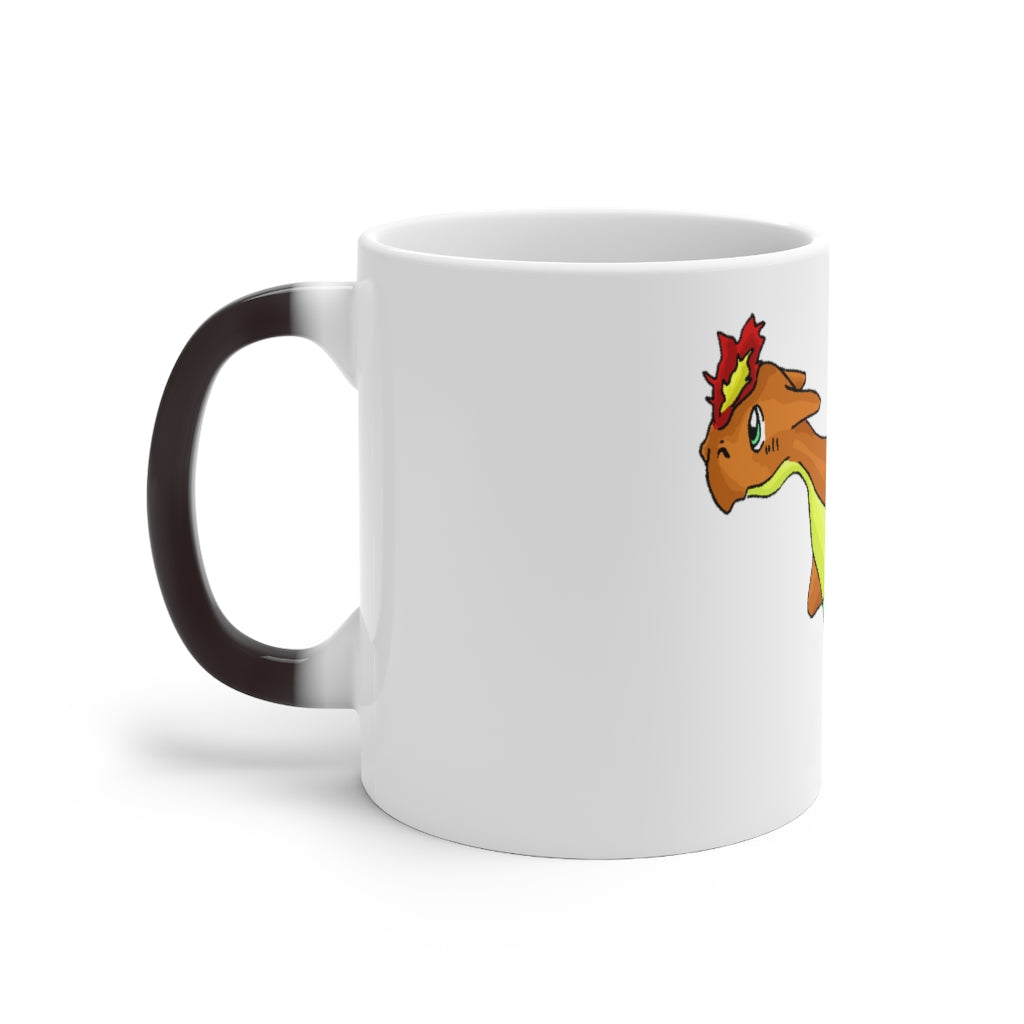 Chibiki Color Changing Mug showcasing vibrant colors when filled with hot liquid, featuring a rounded design and C-handle.