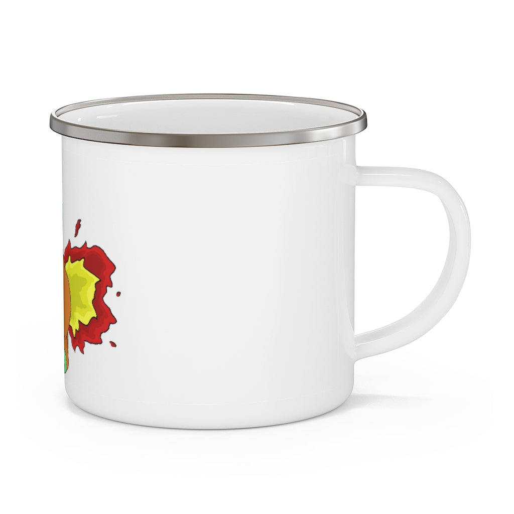 Chibiki Enamel Camping Mug with a stylish design, featuring a C-handle and customizable full-color printing.