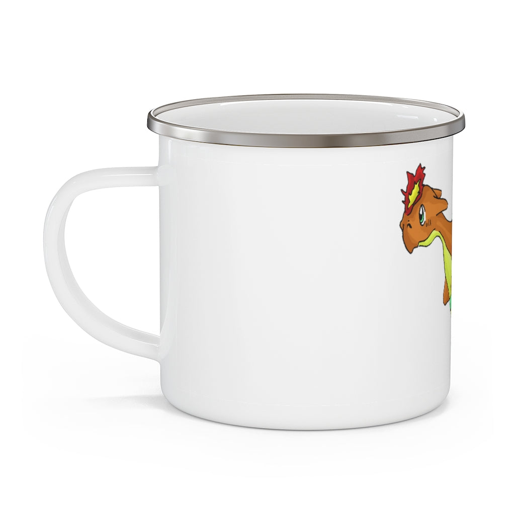 Chibiki Enamel Camping Mug with a stylish design, featuring a C-handle and customizable full-color printing.