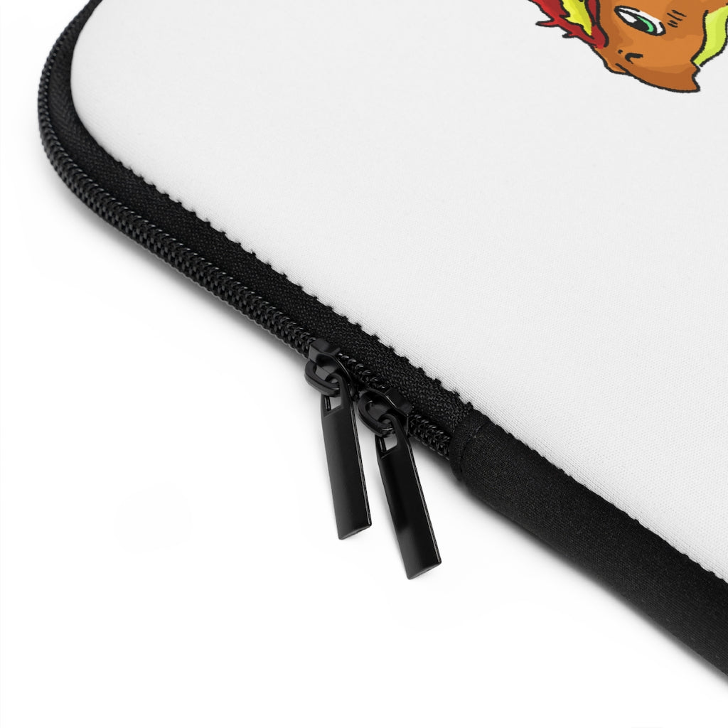 Chibiki Laptop Sleeve featuring a customizable front design and black polyester back, showcasing its water-resistant and durable construction.