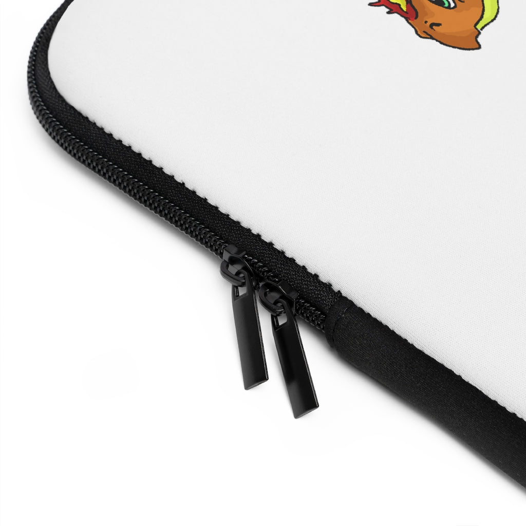 Chibiki Laptop Sleeve featuring a customizable front design and black polyester back, showcasing its water-resistant and durable construction.